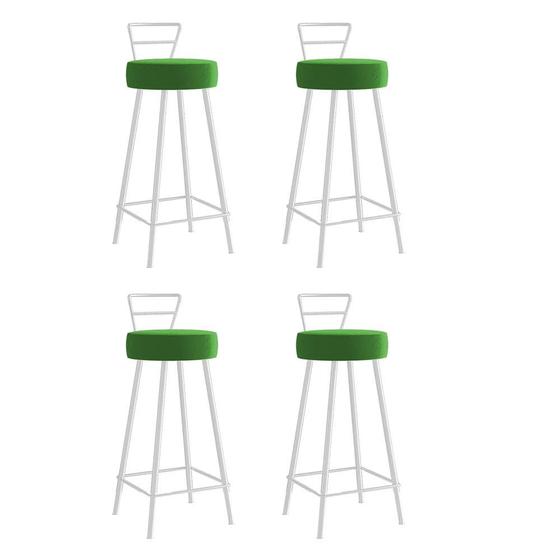 Kit 04 Banqueta Alta Com Encosto Tyna Eiffel Cozinha Bar Bistrô Ferro Branco Sintético Verde - Amey Decor Menor preço em Kit 04 Banqueta Alta Com Encosto Tyna Eiffel Cozinha Bar Bistrô Ferro Branco Sintético Verde - Amey Decor