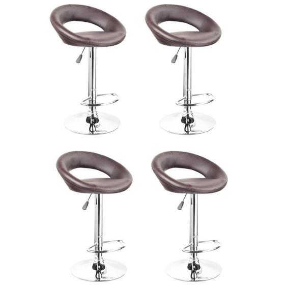 Kit 04 Banquetas Alta Estofada Para Cozinha Lux F03 Marrom - Lyam Decor Imagem de Kit 04 Banquetas Alta Estofada Para Cozinha Lux F03 Marrom - Lyam Decor