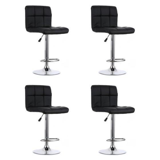 Kit 04 Banquetas Alta Estofada Para Cozinha Vox Preto - Lyam Decor Menor preço em Kit 04 Banquetas Alta Estofada Para Cozinha Vox Preto - Lyam Decor