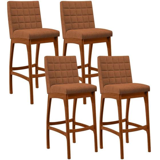 Imagem de Kit 04 Banquetas Alta Para Cozinha Sala De Jantar Fixa Mila B04 Bouclê Terracota - Lyam Decor
