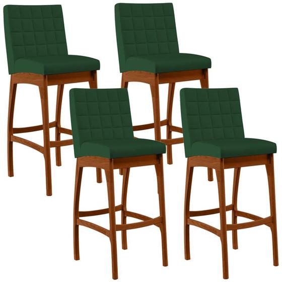 Imagem de Kit 04 Banquetas Altas Para Cozinha Sala de Jantar Fixa Mila B04 Suede Verde Musgo - Lyam Decor