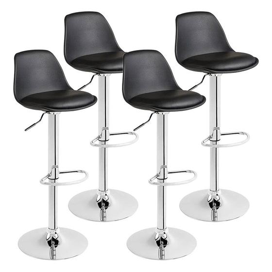 Kit 04 Banquetas Eames Cozinha Bancada Giratória Alta DU40 - Preto Menor preço em Kit 04 Banquetas Eames Cozinha Bancada Giratória Alta DU40 - Preto