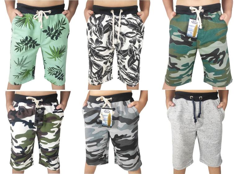 Imagem de kit 04 Bermudas Moletom infantil e Juvenil - cores variadas - BASE D'ÁGUA - SURF WEAR