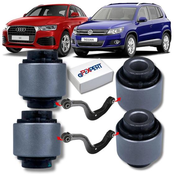 Imagem de Kit 04 buchas do braço curvo boomerang traseiro tiguan audi q3 2009 2010 2011 2012 2013 2014 2015 2016 2017 2018 