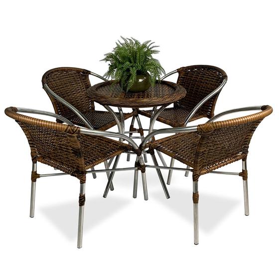 Imagem de Kit 04 cadeiras + 01 mesa morretes para varanda área externa, cadeira, jardim, varanda, churrasqueira, piscina, gourmet, edicula