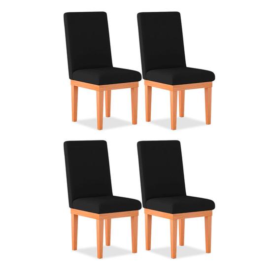 Imagem de Kit 04 Cadeiras de Jantar Alice Reforçada Suede Preto - Madeira Prima Deccor