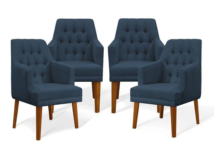 Kit 04 Cadeiras De Jantar Bela Com Braço Suede Azul Marinho - Meu Lar Decorações de Ambientes Menor preço em Kit 04 Cadeiras De Jantar Bela Com Braço Suede Azul Marinho - Meu Lar Decorações de Ambientes