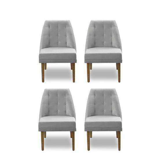 Imagem de Kit 04 Cadeiras de Jantar Reforçada Luna para Sala Cozinha Suede Cinza