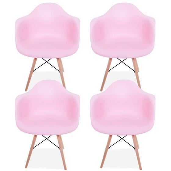 Imagem de Kit 04 Cadeiras Decorativa Eiffel Melbourne F03 Rosa com Pés de Madeira - Lyam Decor