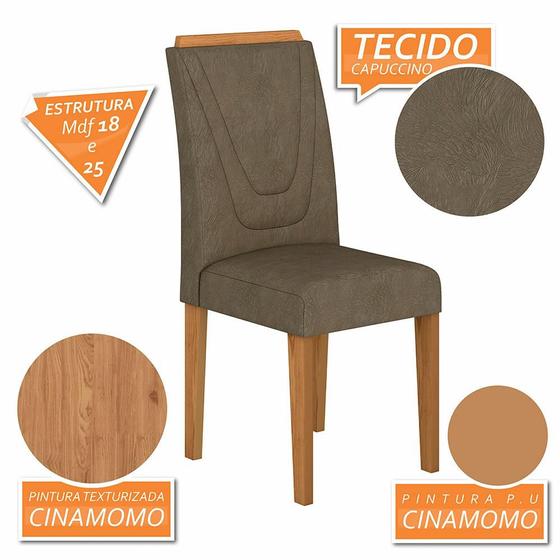 Kit 04 Cadeiras Lima Wood Cinamomo/ Capuccino - Moveis Arapongas Menor preço em Kit 04 Cadeiras Lima Wood Cinamomo/ Capuccino - Moveis Arapongas