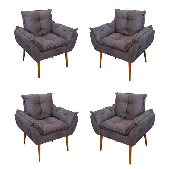 Imagem de Kit 04 Cadeiras Poltronas de Luxo Opala Sala, Quarto