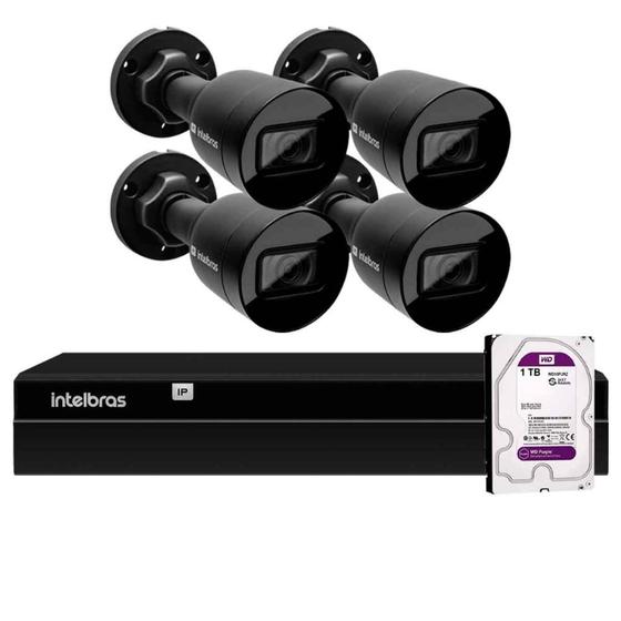 Imagem de Kit 04 Câmeras de Segurança Bullet Intelbras Full HD 1080p VIP 1230 B G4 + Gravador Digital de Vídeo NVR NVD 1404 - 4 Canais + HD 1TB Purple