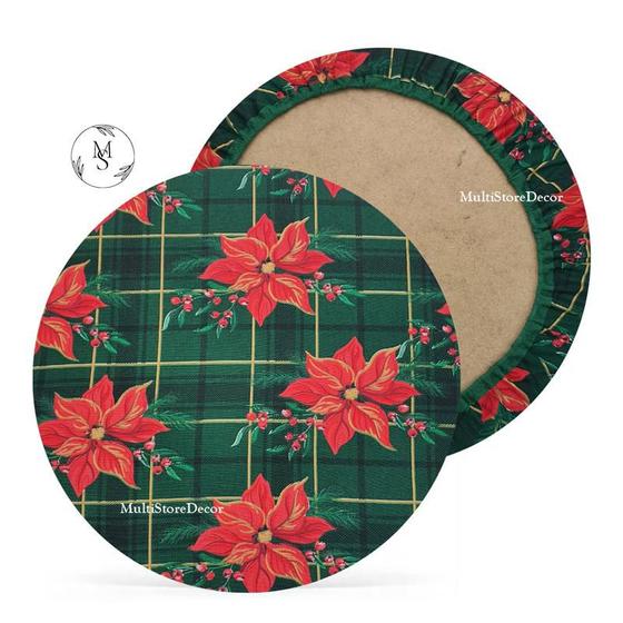 Imagem de KIT 04 Capa de Sousplat Vermelha Estrela Noel - 35 cm - Várias Cores e Estampas - Supla Jogo Americano