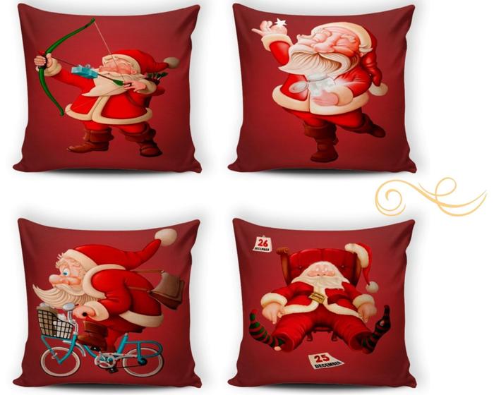 Imagem de Kit 04 Capas de Almofadas Decorativas 43x43Cm de Natal