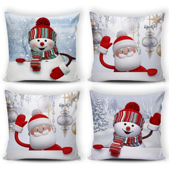 Imagem de Kit 04 Capas de Almofadas Decorativas 43x43Cm de Natal