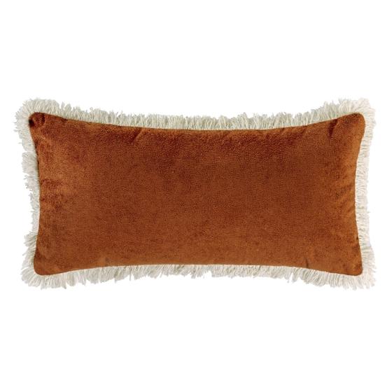 Imagem de Kit 04 Capas de Almofadas Tecido Boucle Com Franja Toda Volta Nature 60cm x 30cm Caramel
