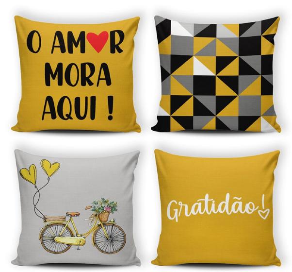 Imagem de Kit 04 Capas Para Almofadas De Sofá Decoração Geométrica Pop