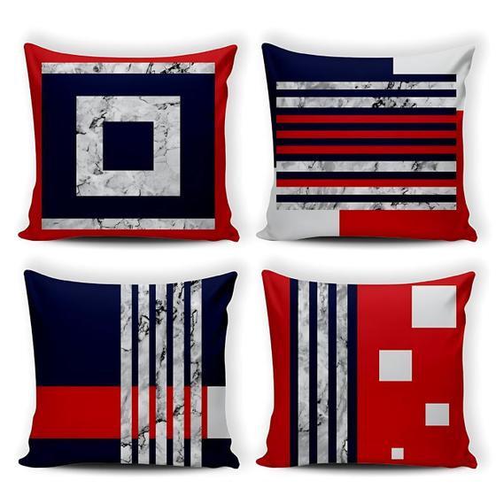 Imagem de Kit 04 Capas Para Almofadas De Sofá Decoração Geométrica Pop