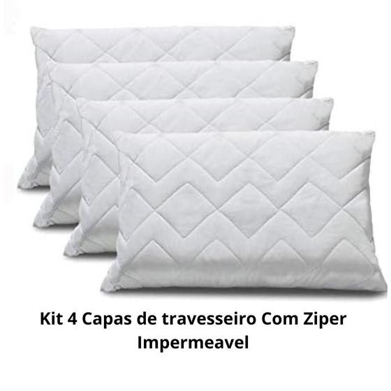 Imagem de Kit 04 Capas Para Travesseiro Impermeavel Matelado Com Zíper