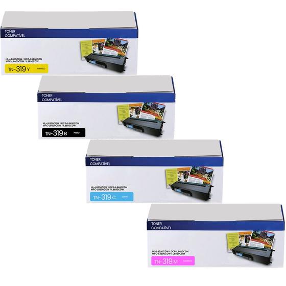 Imagem de kit 04 cartucho de toner TN319 compatível para impressora brother MFC-L8600CSW