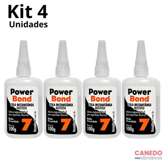 Imagem de Kit 04 Cola Líquido PowerBond Cola Instantânea de 100g - N.7