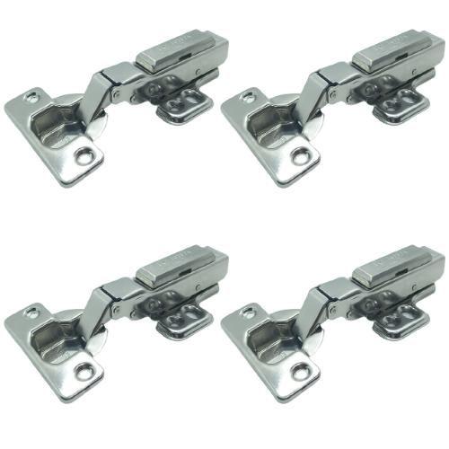 Imagem de Kit 04 Dobradiças Curva Inox Amortecedor Click Móveis Portas