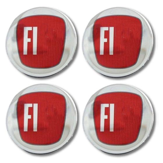 Imagem de Kit 04 Emblema Roda 52mm Resinado Fiat Vermelho - Diadema