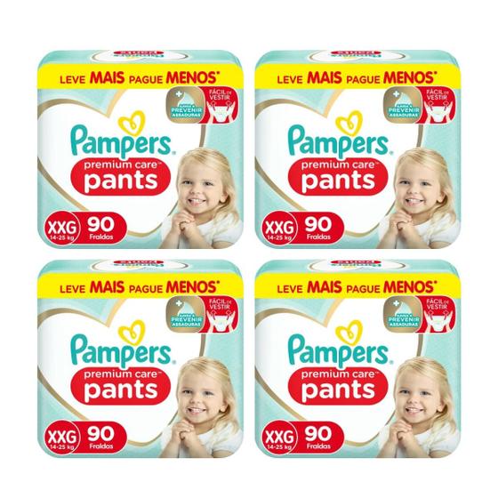 Imagem de Kit 04 fraldas pampers premium pants xxg 90