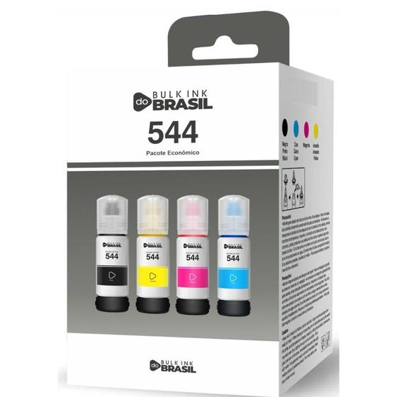 Kit 04 garrafas de tintas compatível T544 - T544520-4P para impressora Epson Epson Menor preço em Kit 04 garrafas de tintas compatível T544 - T544520-4P para impressora Epson Epson