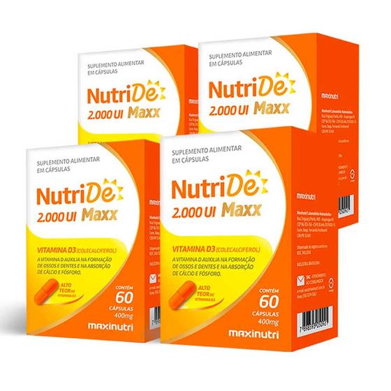 Imagem de Kit 04 NutriDe Vitamina D 2000 UI com 60 Capsulas Maxinutri