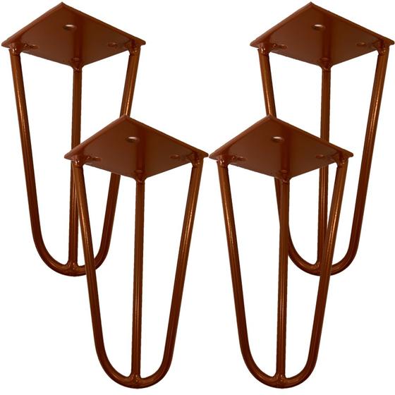 Imagem de Kit 04 Pés de Ferro Aço Hairpin Legs 15 cm Bronze A01 Sofá Móveis Mesa - Inoviza