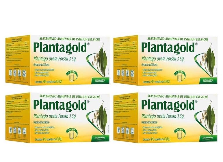 Imagem de Kit 04 Plantagold Plantago Ovata Forssk 3,5g Sem Sabor 30 sachês Arte Nativa