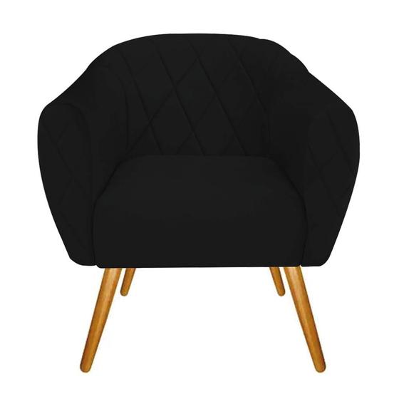Imagem de Kit 04 Poltrona Cadeira Decorativa  Ludi Pés Palito Sala de Estar Recepção Escritório material sintético Preto - KDAcanto Móveis