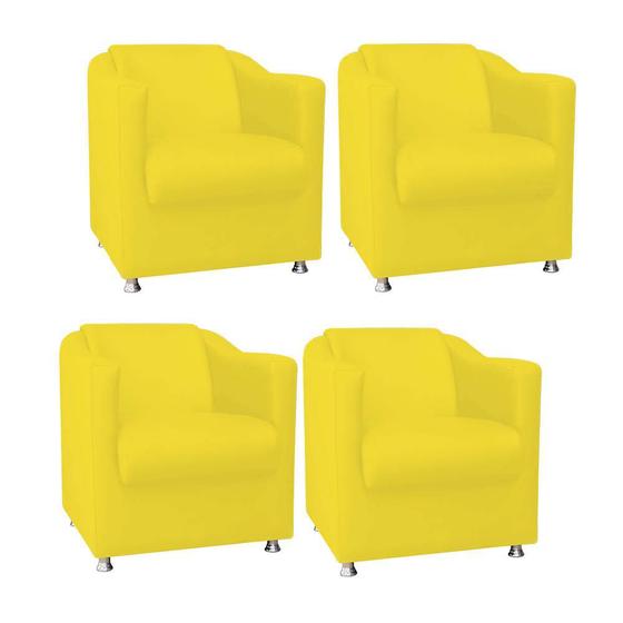 Imagem de Kit 04 Poltrona Cadeira Decorativa Tilla   Para Sala de Estar Recepção Escritório Corinho Amarelo - Damaffê Móveis