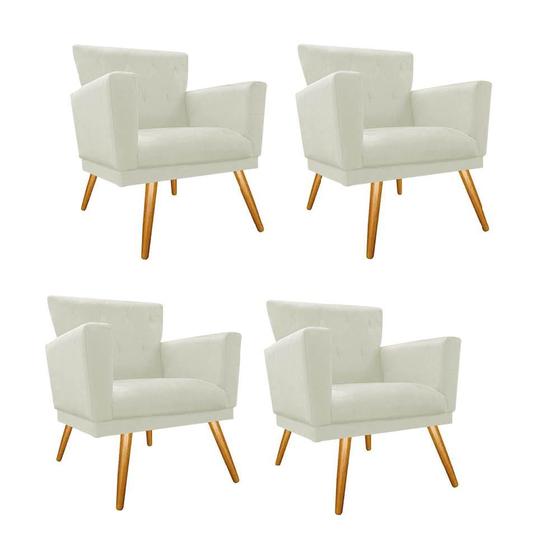 Imagem de Kit 04 Poltrona Cadeira Mind Decorativa Recepção Sala De Estar Suede Bege - DAMAFFÊ MÓVEIS