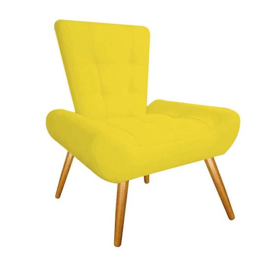 Imagem de Kit 04 Poltrona Cadeira Nani Decorativa Recepção Sala De Estar Suede Amarelo - KDAcanto Móveis