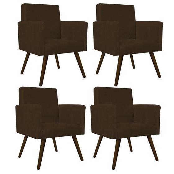 Imagem de kit 04 Poltronas Arenzza Palito Tabaco Suede Marrom - DAMAFFÊ MÓVEIS