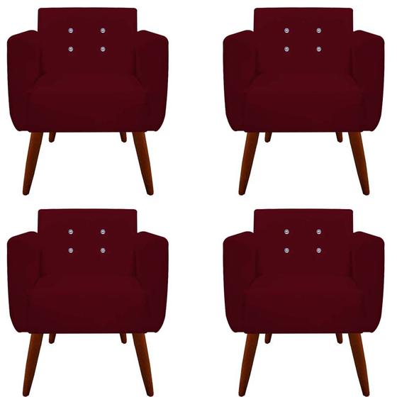 Imagem de kit 04 Poltronas Decorativa Duda C/Strass Suede Marsala - D'Classe Decor