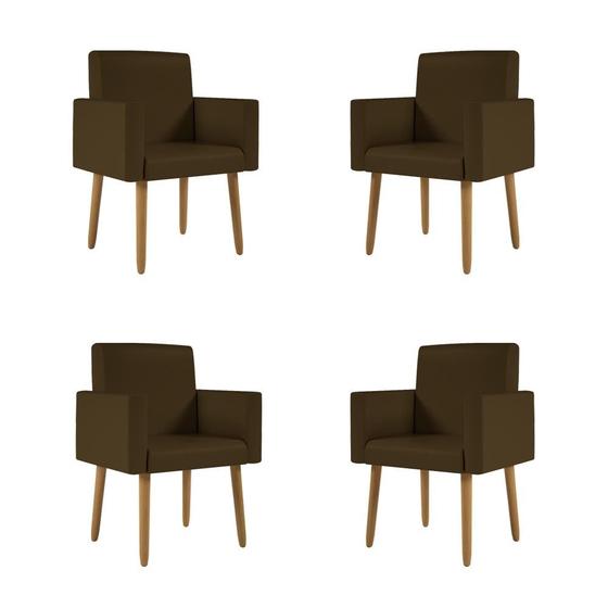 Imagem de Kit 04 Poltronas Decorativa Recepção Oferta material sintético Balaqui