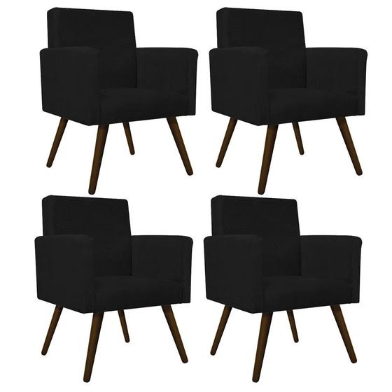 Imagem de kit 04 Poltronas Decorativas Arenzza Palito Tabaco Suede Preto - DAMAFFÊ MÓVEIS