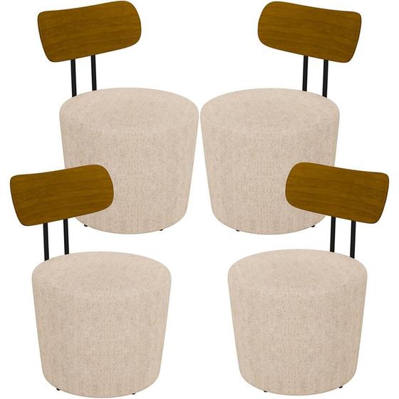 Imagem de Kit 04 Poltronas Para Sala De Estar Decorativa Base Fixa Luara M03 Linho Cru - Lyam Decor