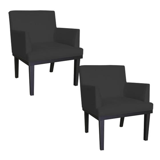 Imagem de Kit 04 Poltronas Para Sala e Escritório Vitória Corano Preto - DL Decor