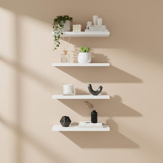 Kit 04 Prateleiras 30cm MDF Nichos Sala Quarto Cozinha Banheiro Decoração - Bali Modulares Imagem de Kit 04 Prateleiras 30cm MDF Nichos Sala Quarto Cozinha Banheiro Decoração