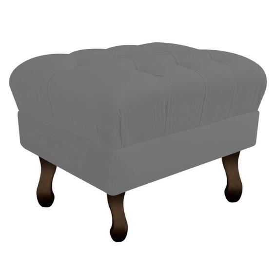 Imagem de Kit 04 Puff Retrô Capitonê Decorativo  Pé em Madeira Sala de Estar Recepção Escritório Suede Cinza - KDAcanto Móveis
