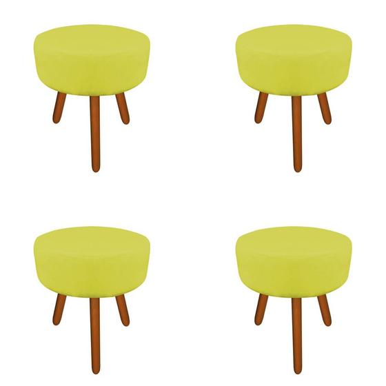 Imagem de Kit 04 Puffs Laura Decorativo Pés Palito Suede Amarelo - D'Classe Decor