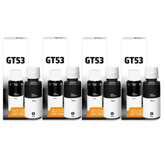 Imagem de Kit 04 Refil de Tinta GT53 Preto 90ML Para tank 510