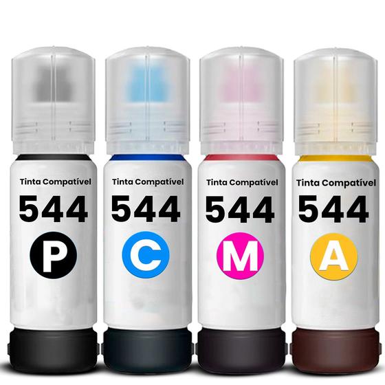 Imagem de Kit 04 refil de Tintas t544 Compatível para impressora Epson L3210