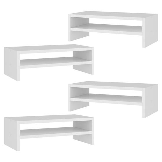 Imagem de Kit 04 Suportes Stand Base Para Monitor Soft Elevado 45cm em MDF com 01 Prateleira - Desk Design