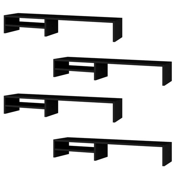 Imagem de Kit 04 Suportes Stand Base Para Monitor Soft Elevado 95cm em MDF com 01 Prateleira - Desk Design
