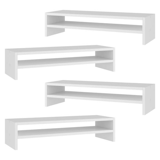 Imagem de Kit 04 Suportes Stand Base Tela Monitor Soft Elevado 65cm em MDF com 01 Prateleira - Desk Design